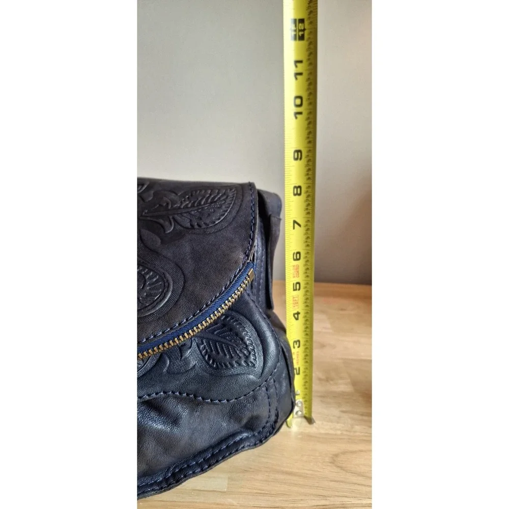 VTG Lucky Brand Y2K Dark Blue Lamb's Leather Hobo Boho Hippie Purse EUC